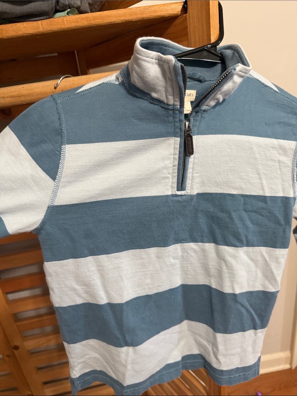 Crewcuts Blue & White Striped Half-Zip Pullover